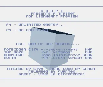 Lionheart Preview (1992) by Adept