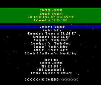 Cracker Journal 14 Demo Disk (1989) by Alpha Flight
