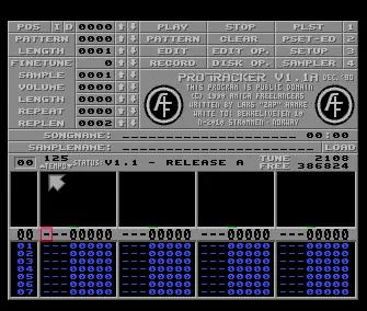 Protracker v1.1a (1990) by Amiga Freelancers