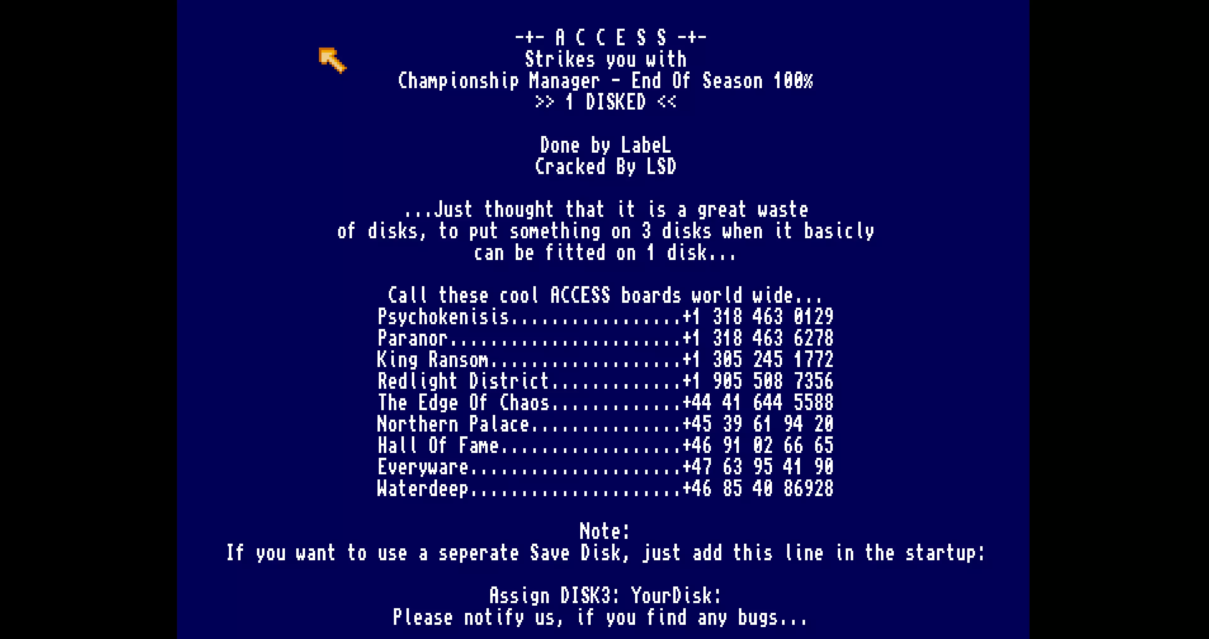 Championship Manager End of Season (1993) by Access
