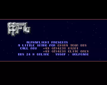 China Town BBS Intro (1991) by Alpha Flight