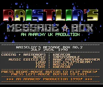 Raistlin's Message Box 02 (08/90) (1990) by Anarchy