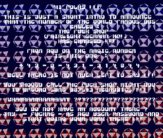 Fuck Shop BBS Number Changed (1994) by Fairlight