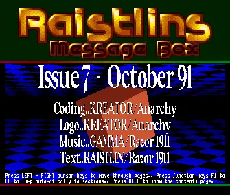 Raistlin's Message Box 07 (10/91) (1990) by Razor 1911