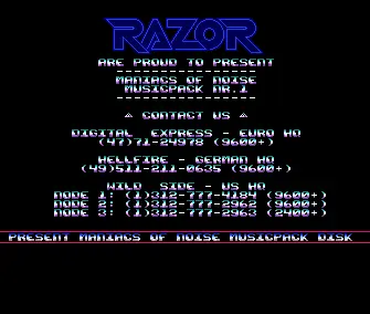 Maniacs of Noise Musicpack 1 (1989) by Razor 1911