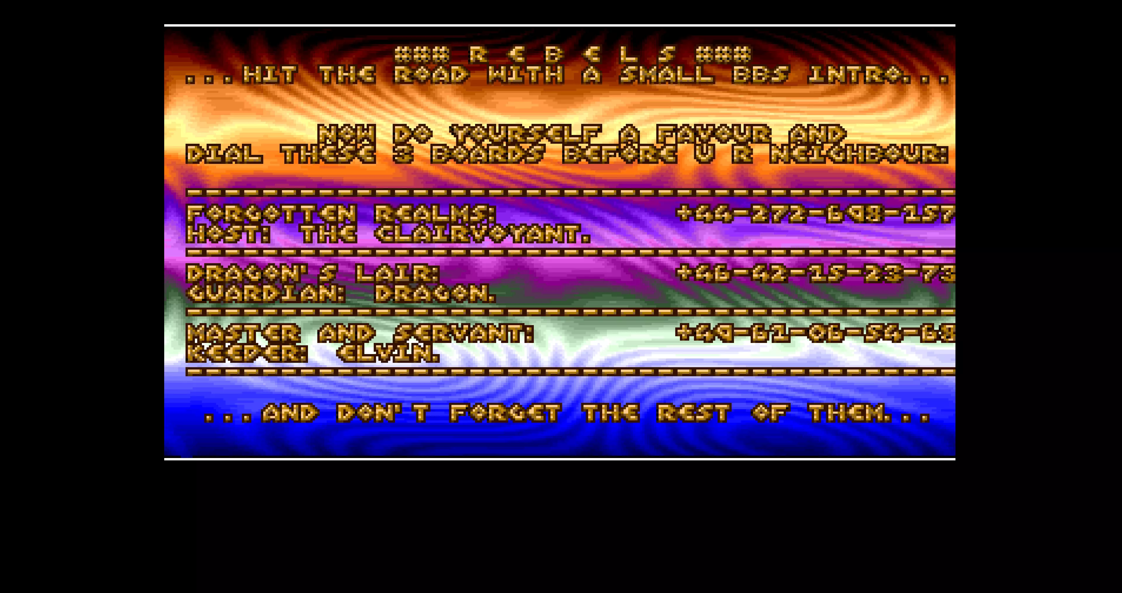 A Small BBS Intro (1991) by Rebels