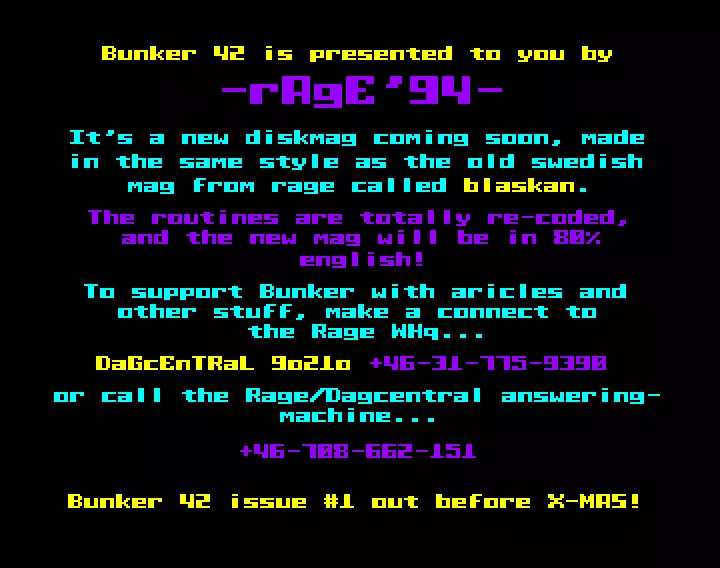 Bunker 42 Information (1994) by Rage