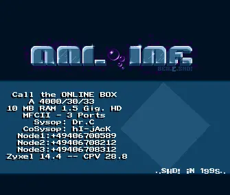 Online Box BBS Intro (1994) by Shrimps Design