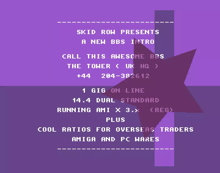 The Tower BBS Star Intro (1992) by Skid Row