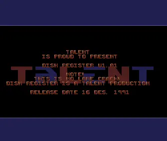 Disk Register v1.01 Intro (1991) by Talent
