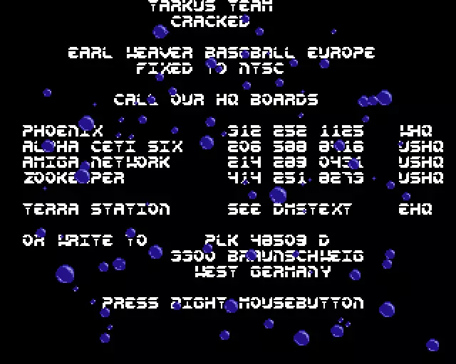Earl Weaver Baseball Europe (1991) by Tarkus Team