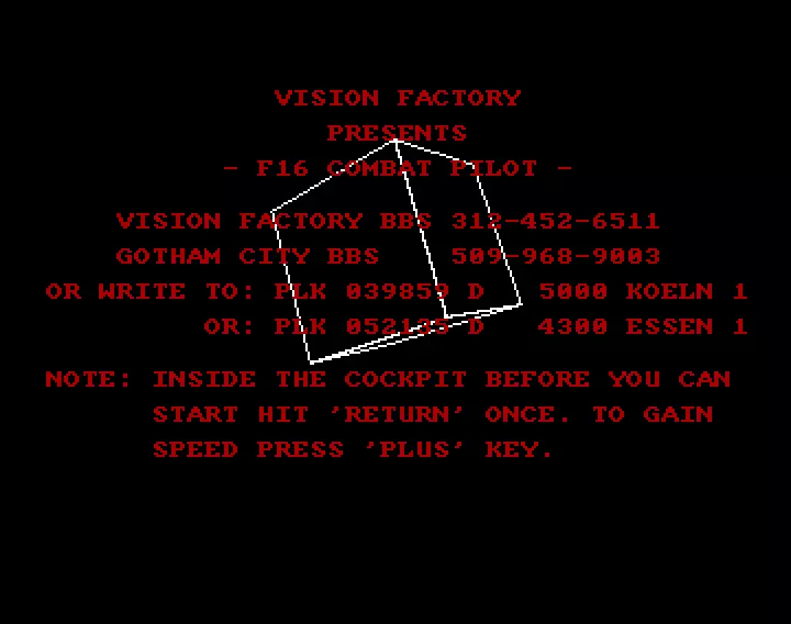 F-16 Combat Pilot (1989) by Vision Factory