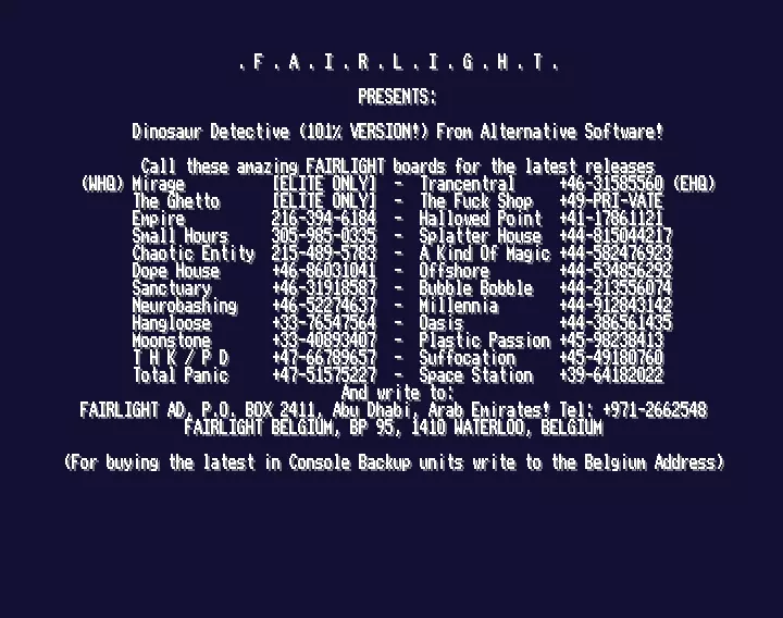 Dinosaur Detective 101% (1993) by Fairlight