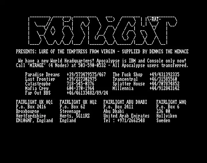 Lure of the Temptress (1992) by Fairlight