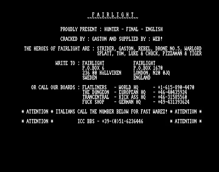 Hunter - English Final (1991) by Fairlight
