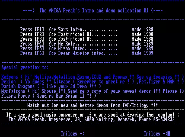 Amiga Freak's Intros and Demo Collection 1 by Trilogy