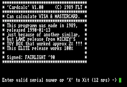Cardcalc V1.00 (1990) by Fairlight