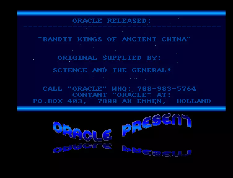Bandit Kings of Ancient China (1990) by Oracle
