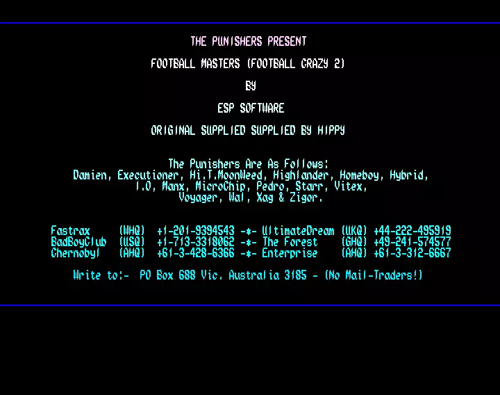 Football Masters V2.05 (1991) by Punishers