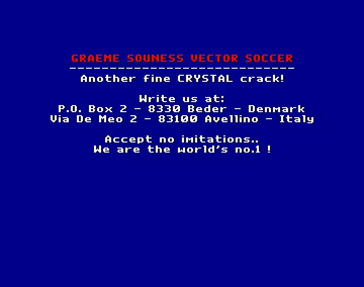 Graeme Souness Vector Soccer (1991) by Crystal