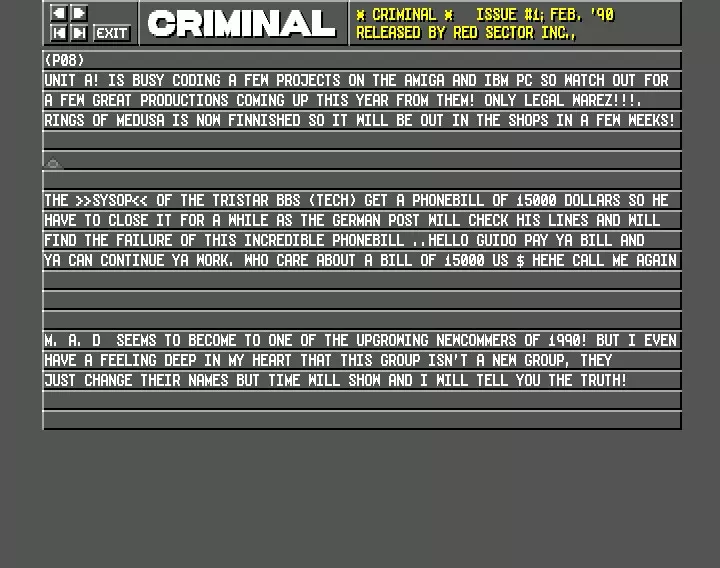 Criminal 1 (1990) by Red Sector Inc.