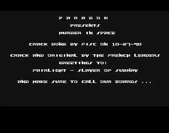 Murders in Space (1990) by Paradox