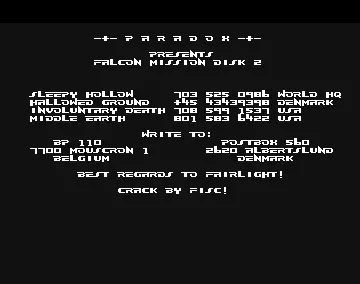 Falcon - Operation Firefight - The F-16 Fighter Simulation - Mission Disk Volume II (1990) by Paradox