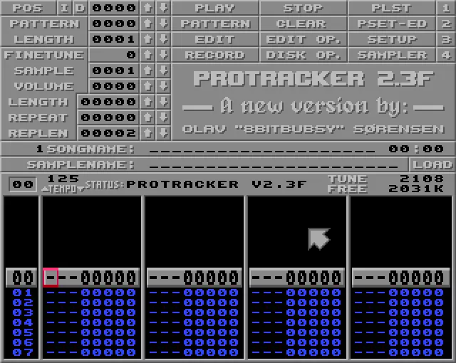 Protracker V2.3F (2022) by 8bitbubsy