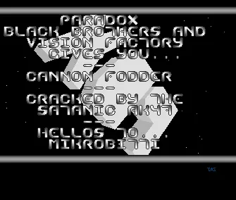 Cannon Fodder Fake Cracktro (1991) by Black Brothers