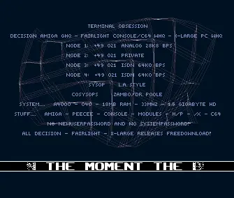 Terminal Obsession BBS Intro by Cosmic Pirates