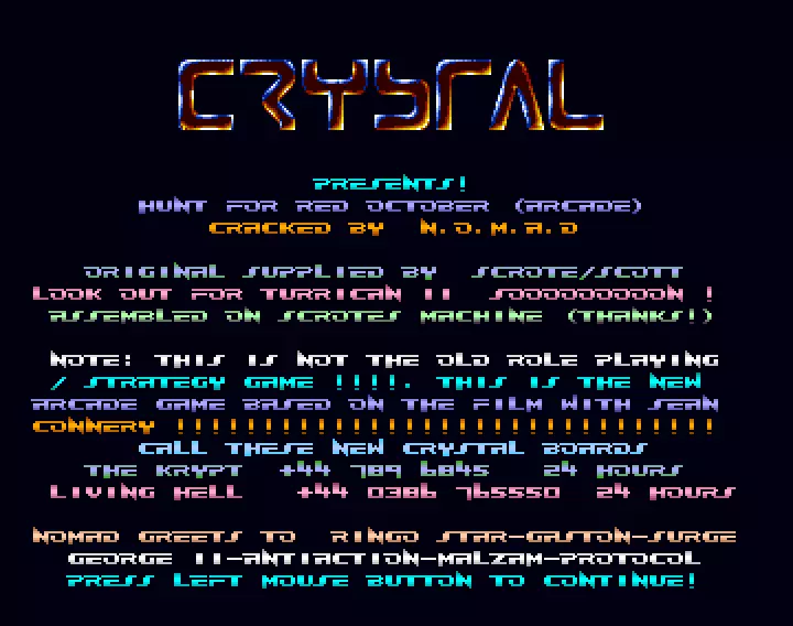 The Hunt For Red October (Grandslam) (1991) by Crystal