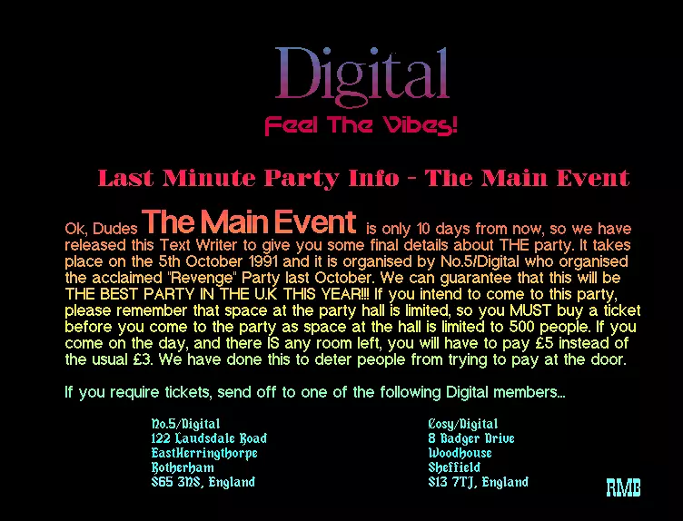 Last Minute Party Info (1991) by Digital