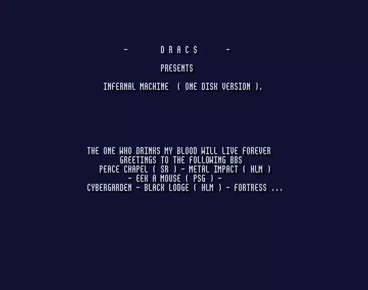 Infernal Machine One Disk (1994) by Dracs