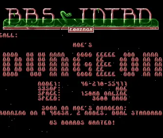 Hoe's Dungeon BBS Intro (1992) by Equinox