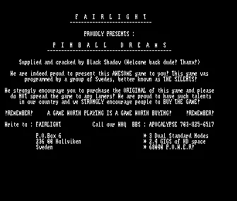 Pinball Dreams (1992) by Fairlight
