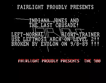 Indiana Jones And The Last Crusade 100% (1989) by Fairlight
