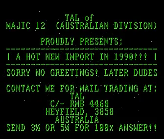 Tal's Hot New Import (1989) by Majic 12