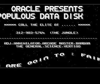Populous Data Disk - Final Frontier (1989) by Oracle