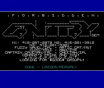 Forbidden Entry BBS Intro by Perspex