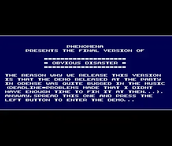 Obvious Disaster Final Version (1990) by Phenomena