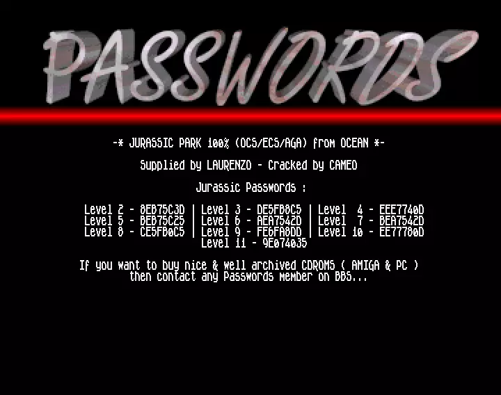 Jurassic Park (1993) by Passwords